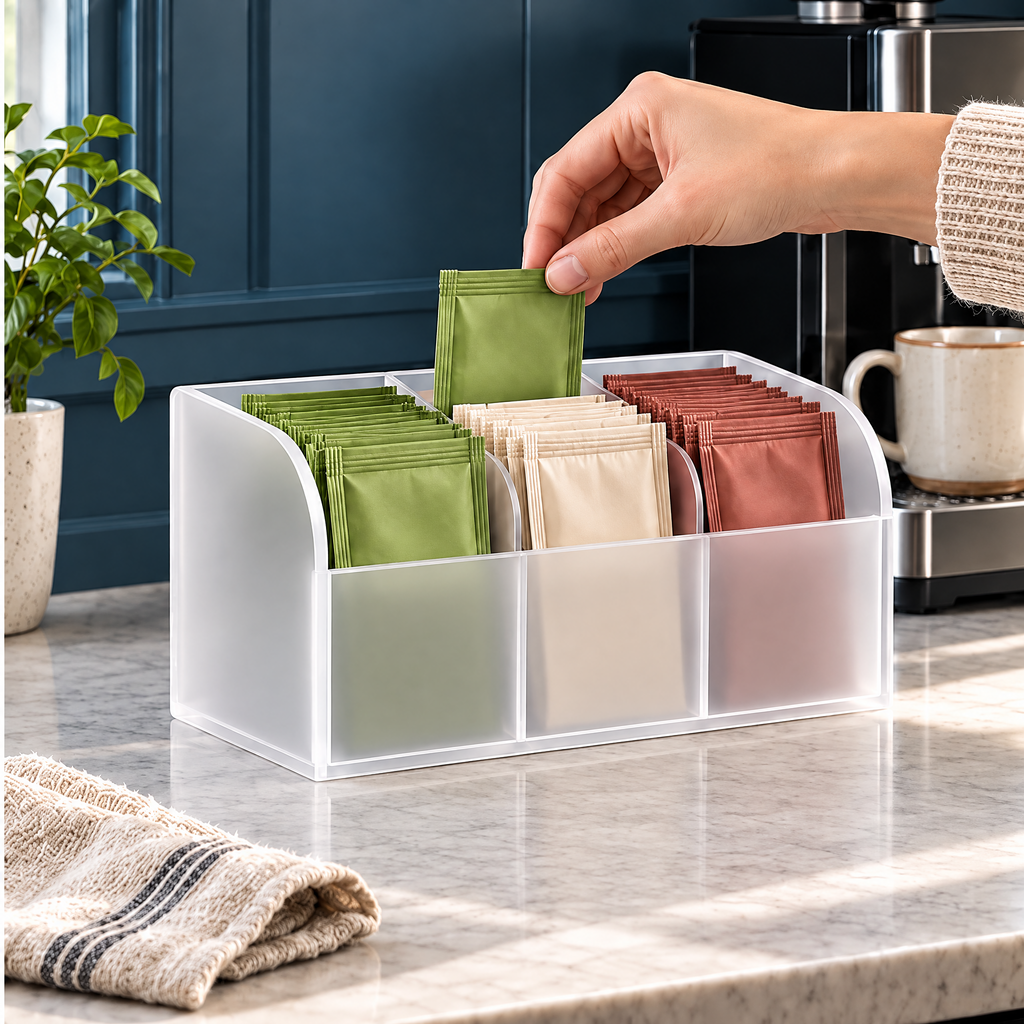 Cloverlen tea and coffee organizer 1 — tea and coffee arrangement