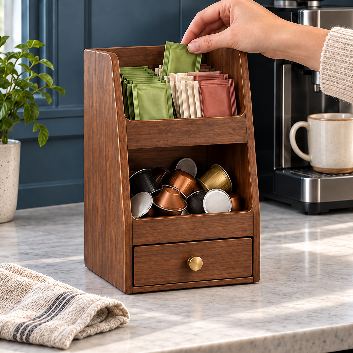 Cloverlen tea and coffee organizer 2 — tea and coffee arrangement