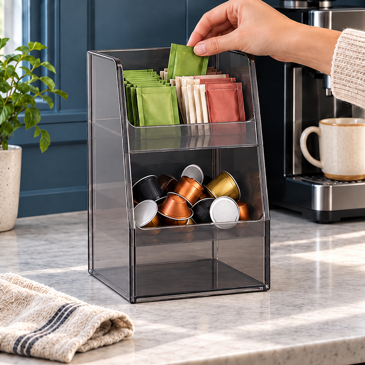 Cloverlen tea and coffee organizer 3 — tea and coffee arrangement