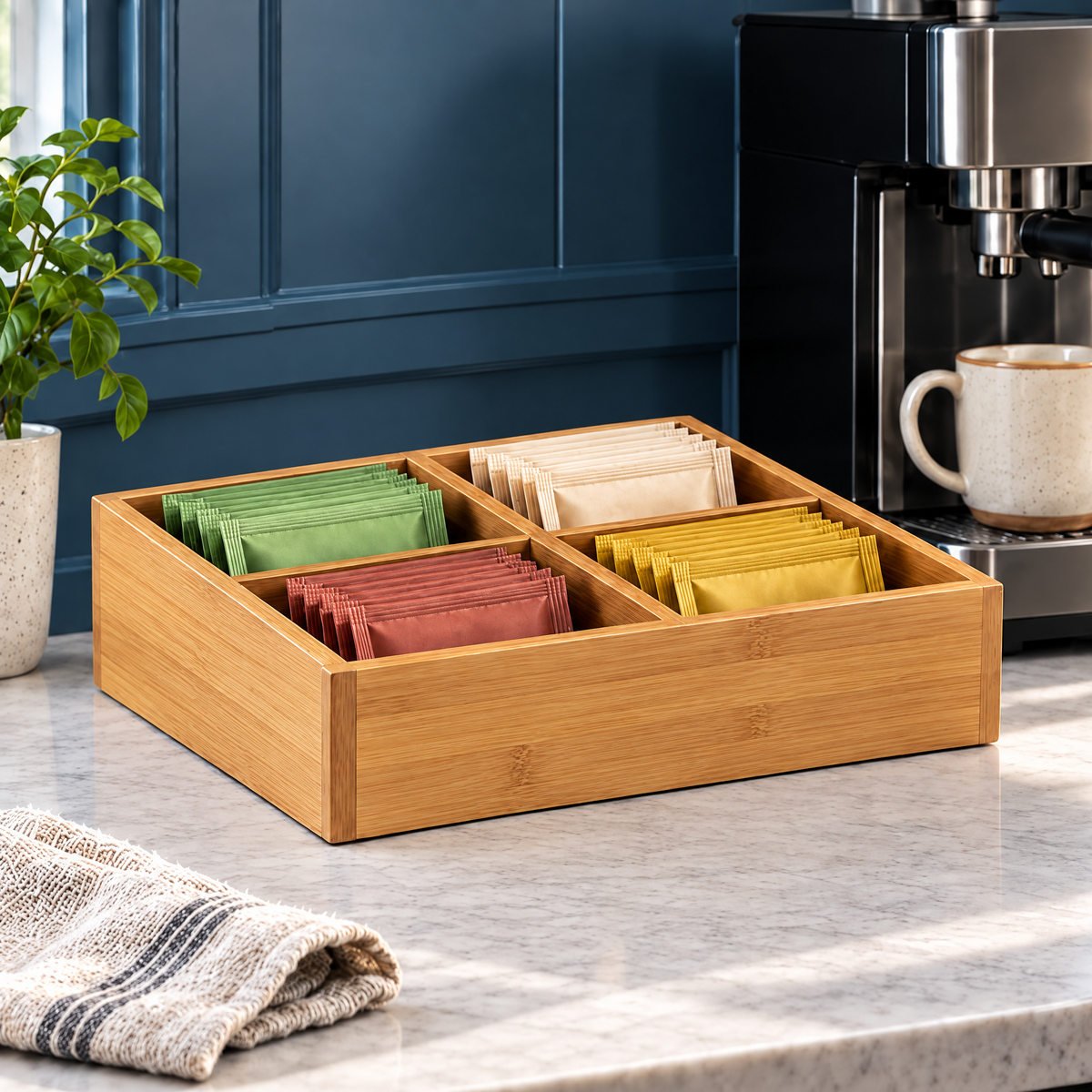 Cloverlen tea and coffee organizer 5 — tea and coffee arrangement